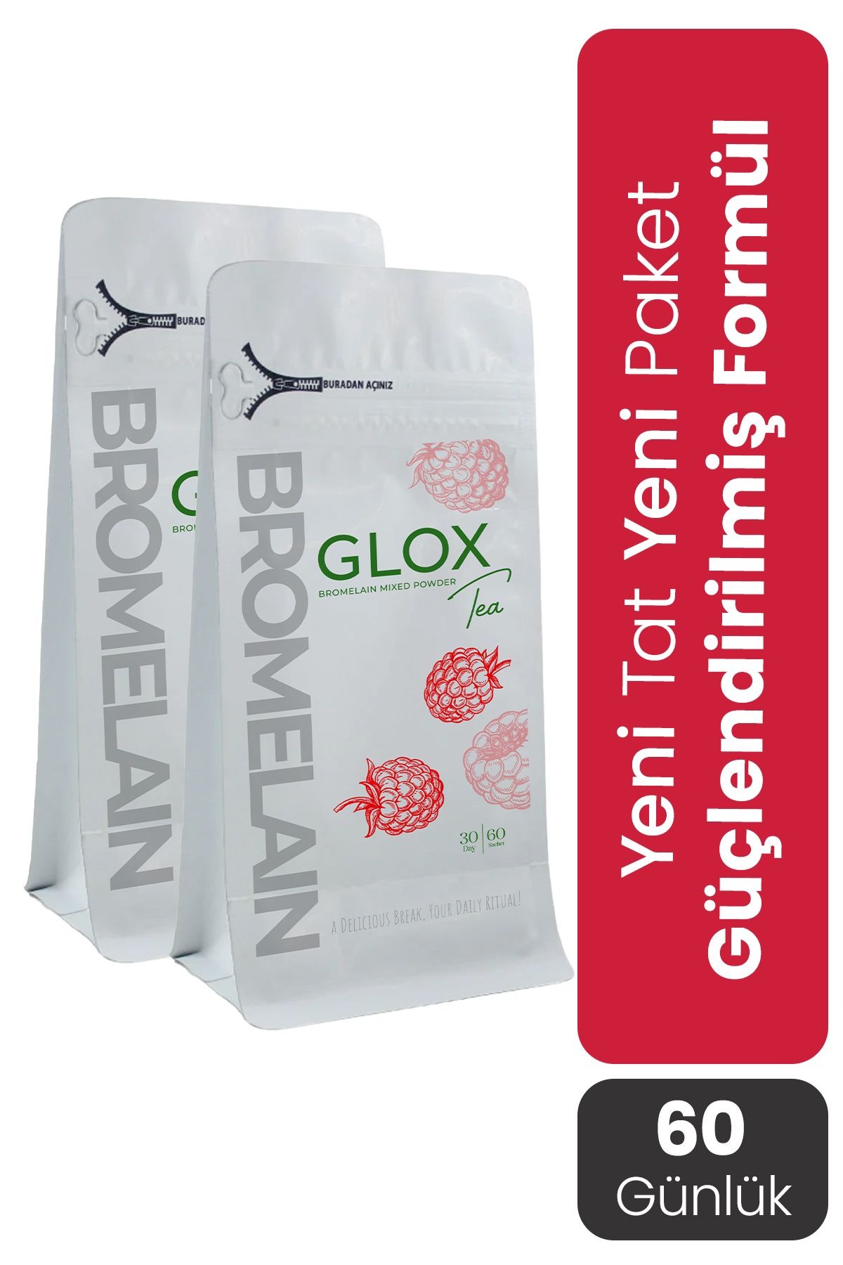 2 kutu Glox Tea Bromelain ekstratlı Detoks Avantajlı paket